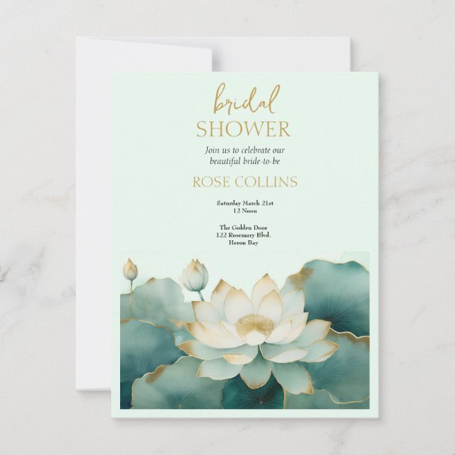 Convites Personalizar Chá de panela Lotus gold (Frente)
