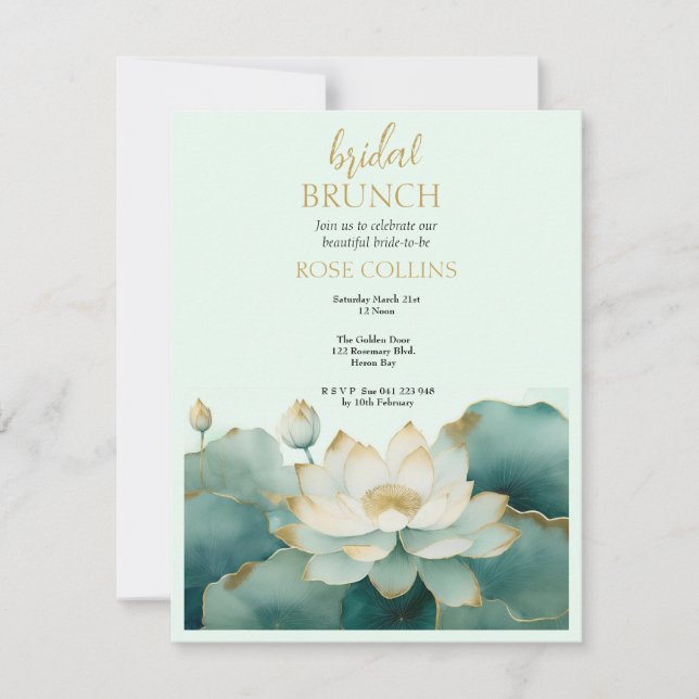Convites Personalizar Chá de panela Lotus gold (Frente)