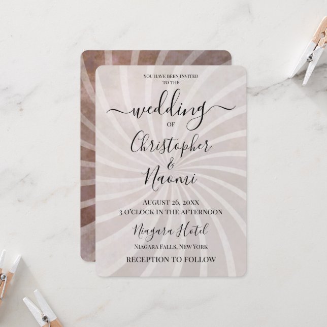 Convites Personalizar Este Casamento Retroativo De Sunburst (Frente/Verso In Situ)