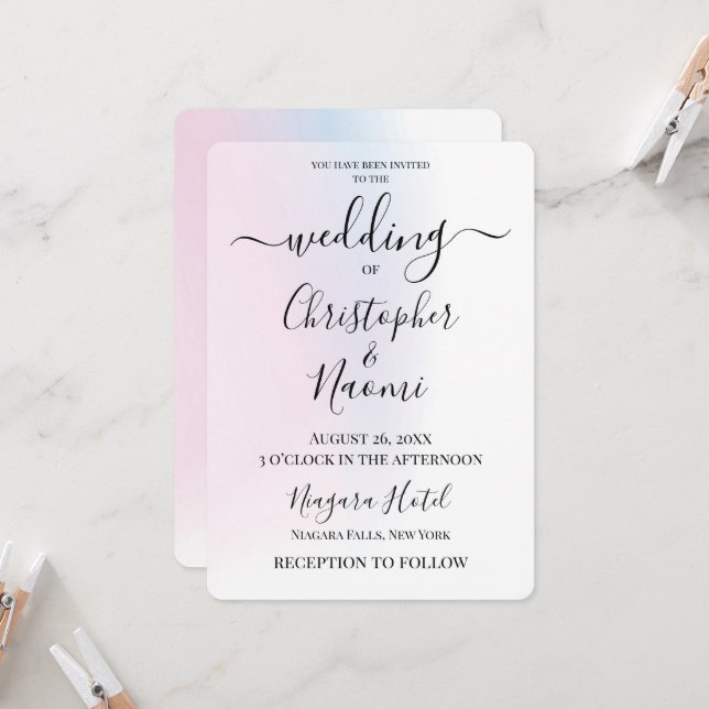 Convites Personalizar Este Fundo De Pastéis Sutil (Frente/Verso In Situ)