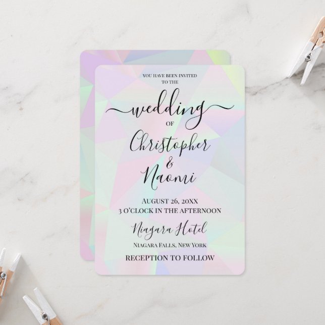 Convites Personalizar Este Fundo Geométrico Holográfico (Frente/Verso In Situ)