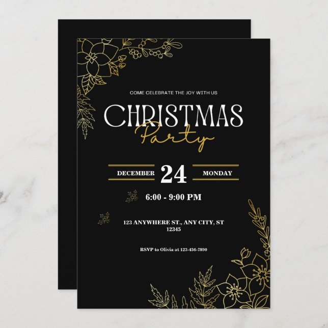 Convites personalizar festa de Natal (Frente/Verso)