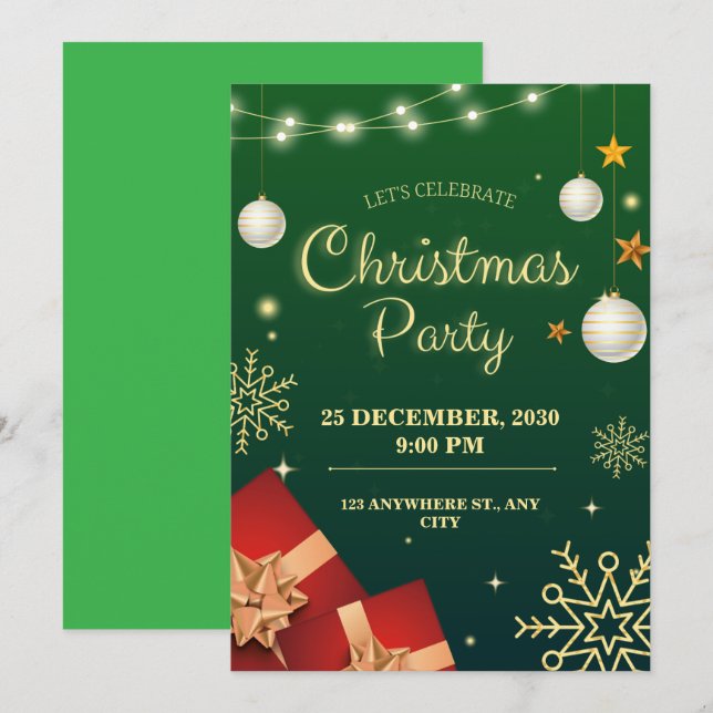 Convites personalizar festa de Natal (Frente/Verso)