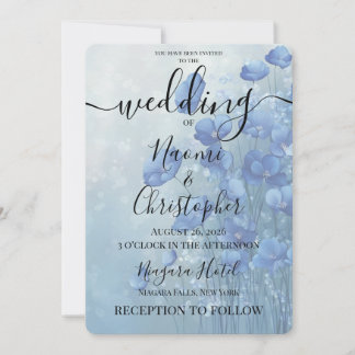 Convites PERSONALIZAR: Flores Aquarela Casamento Azul