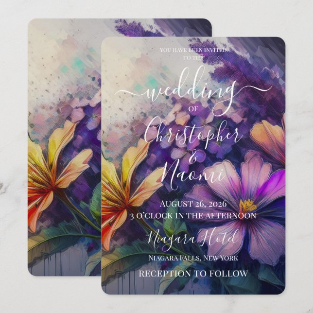Convites PERSONALIZAR: Flores Pintadas Vintage (Frente/Verso)