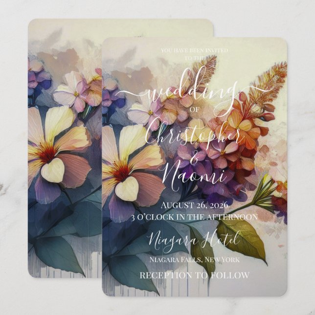 Convites PERSONALIZAR: Flores Vintage (Frente/Verso)