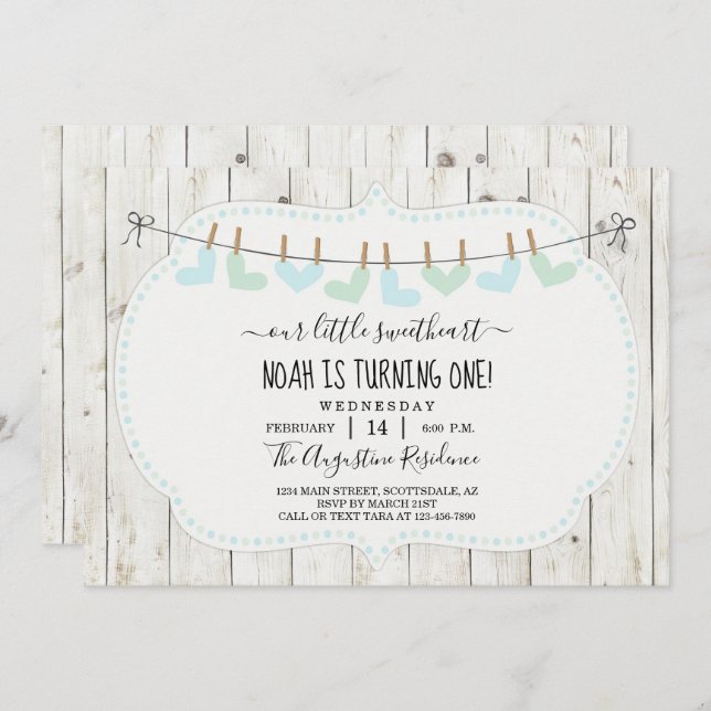 Convites Personalizar Garoto Valentine 1ª Festa de aniversá (Frente/Verso)