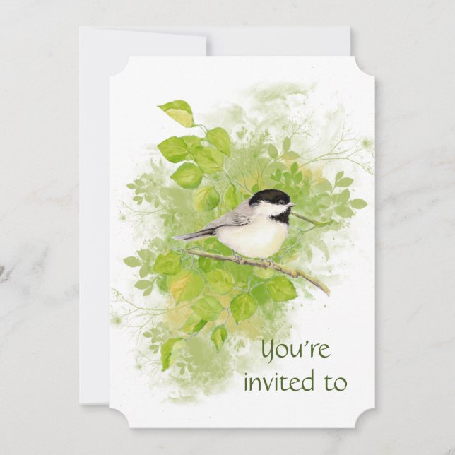 Convites Personalizar Memorial Chickadee Nature Bird Art (Frente)