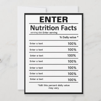 Convites Personalizar modelo de informação nutricional