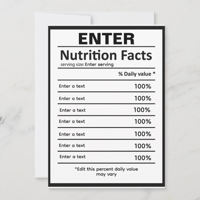 Convites Personalizar modelo de informação nutricional (Frente)