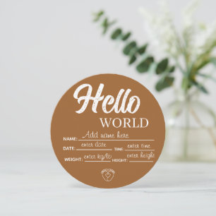 Convites Personalizar Modelo de Placa de Bebê Olá Mundo Cus