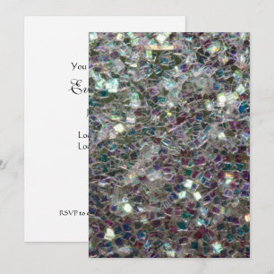 Convites Personalizar mosaico prateado colorido cintilante 