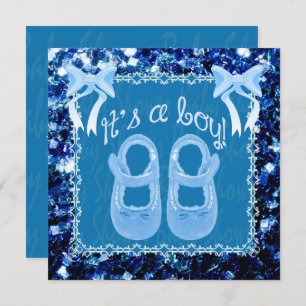 Convites Personalizar o chá do Baby Boy Blue sparkles Convi
