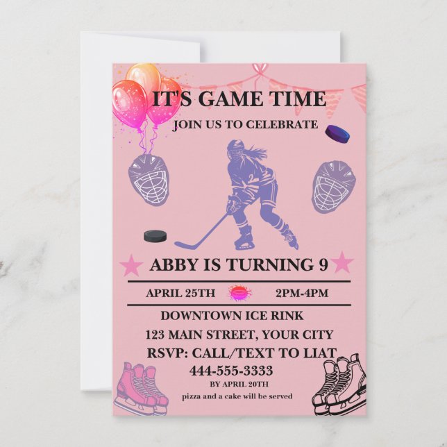 Convites Personalizar o Tema de Aniversário do Hóquei no Ge (Frente)