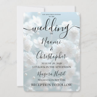 Convites PERSONALIZAR: Pequenas Flores Brancas Casamento Az