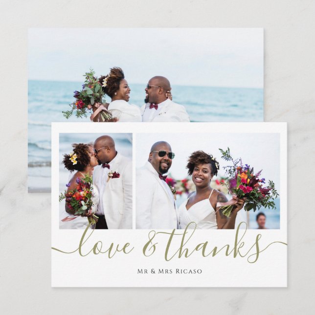 Convites Personalizar três fotos com amor e obrigado (Frente/Verso)