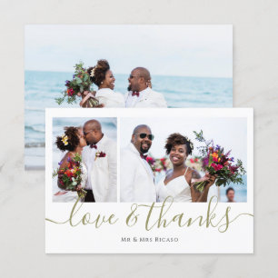 Convites Personalizar três fotos com amor e obrigado