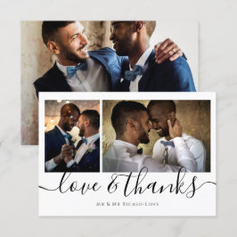 Convites Personalizar três fotos com amor e obrigado
