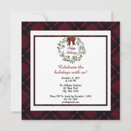 Convites Personalizar Xadrez Vermelha Feliz Feriados