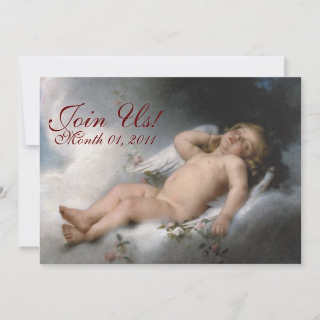 Convites personalizáveis de anjo para dormir (Frente)