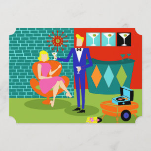 Convites personalizáveis para Casais Retro Martini