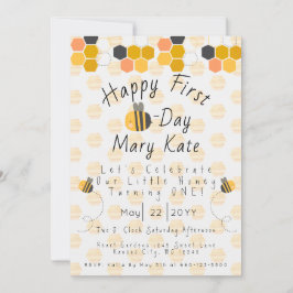 Convites Personalize a abelha e as flores de mel primeiro a