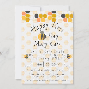 Convites Personalize a abelha e as flores de mel primeiro a