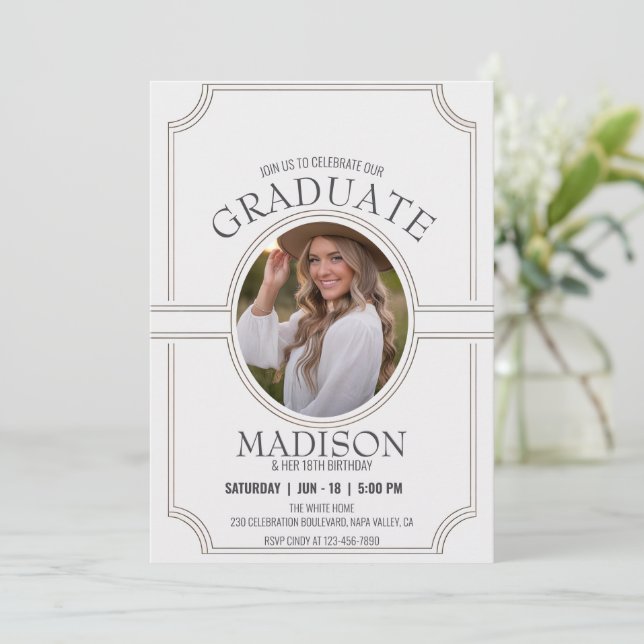 Convites Personalize a graduação mínima de aniversário eleg (Em pé/Frente)