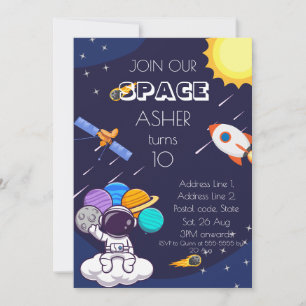 Convites Personalize Aniversário de Menino Astronauta Espac