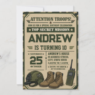 Convites Personalize Aniversário do Exército Militar
