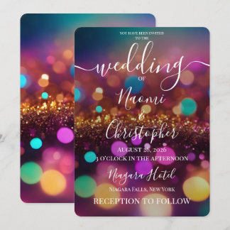 Convites Personalize: Bokeh de Noiva Cor-de-Rosa Colorido