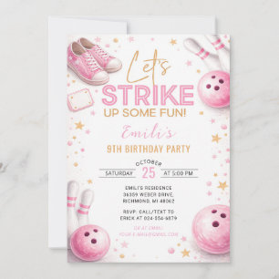 Convites Personalize Boliche Rosa de Aniversário
