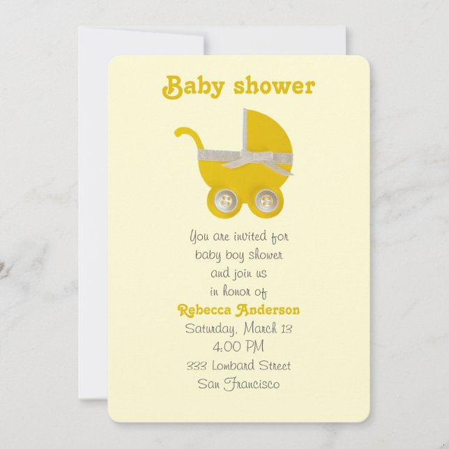 Convites Personalize, carrinho amarelo e arco branco (Frente)