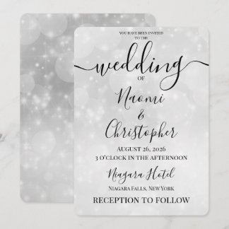 Convites Personalize: Casamento Bokeh com Desfoque Cinza Mí
