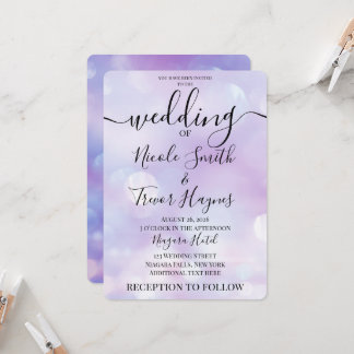 Convites Personalize: Casamento Bokeh Roxo Etéreo