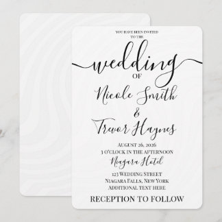 Convites Personalize: Casamento Minimalista Onda Branca
