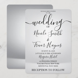 Convites Personalize: Casamento Minimalista Prata Moderno