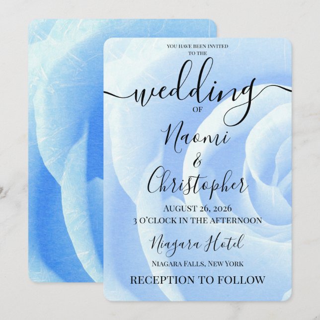 Convites Personalize: Closeup de Rosa Azul Casamento (Frente/Verso)