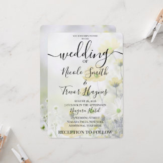 Convites Personalize: Delicadas Flores Amarelas Casamento