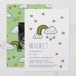 Convites Personalize! Feliz arco-íris verde e estrelas