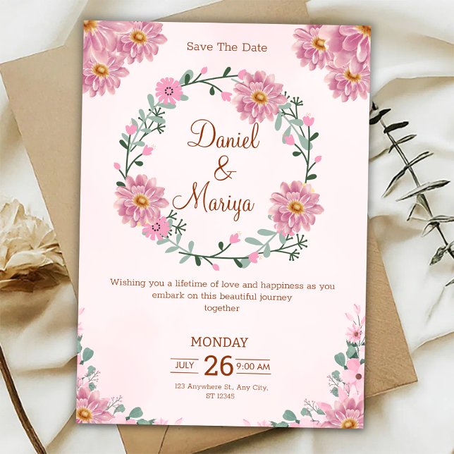 Convites Personalize Floral wedding Invitation (Criador carregado)