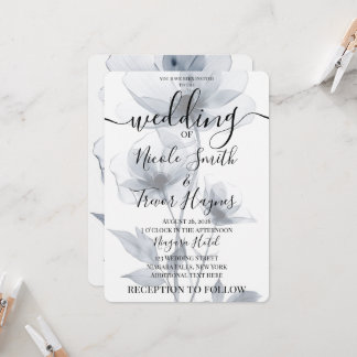 Convites Personalize: Flores Azuis Translúcidas Casamento