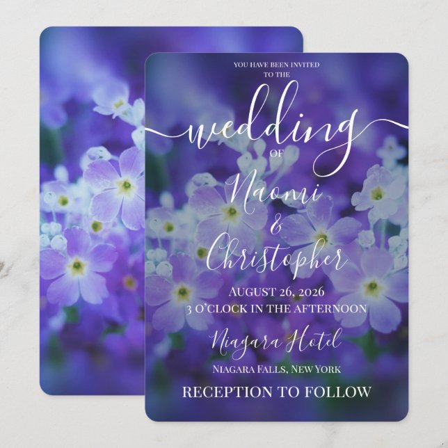 Convites Personalize: Flores Casamento Sonho Roxo (Frente/Verso)