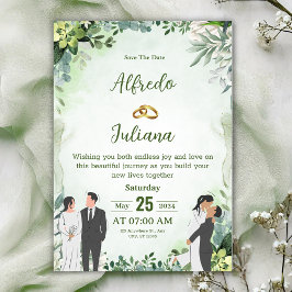 Convites Personalize green leafy best wedding Invitation