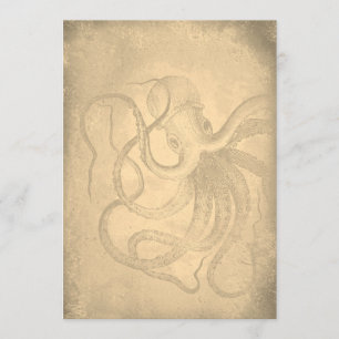 Convites Personalize it old octopus Vintage Paper