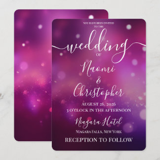 Convites Personalize: Luzes Bokeh Rosa Escuro Casamento