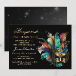Convites Personalize Máscara de Mascarada Azul Brilhante Sw