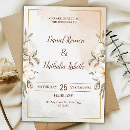 Convites Personalize Minimalistic Floral wedding Invitation