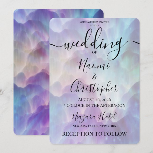 Convites Personalize: Nuvens Roxas Casamento (Frente/Verso)