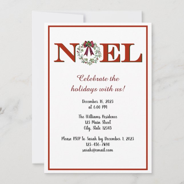 Convites Personalize o Noel com o Wreath (Frente)